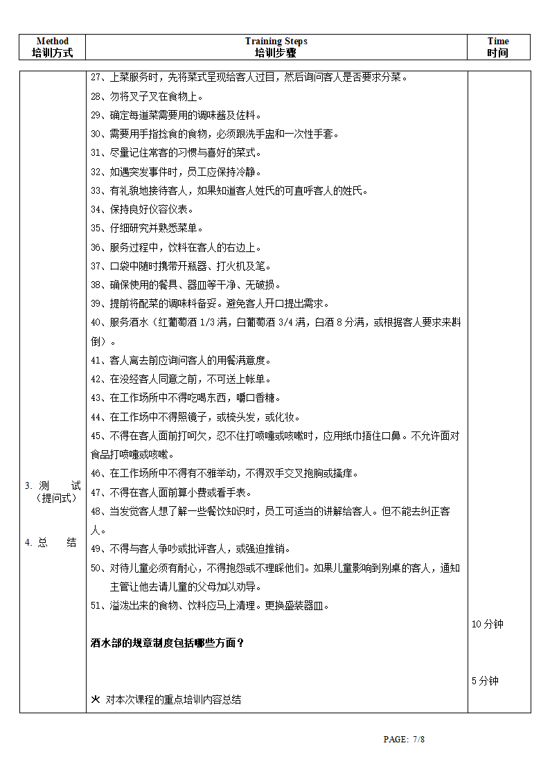 餐厅服务员部规章制度培训大纲.doc第7页