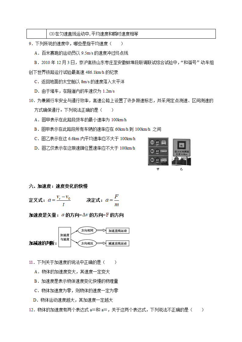 粤教版（2019）物理 必修第一册 期末复习专题讲义 专题一：物理概念（考点分析+典例）.doc第4页