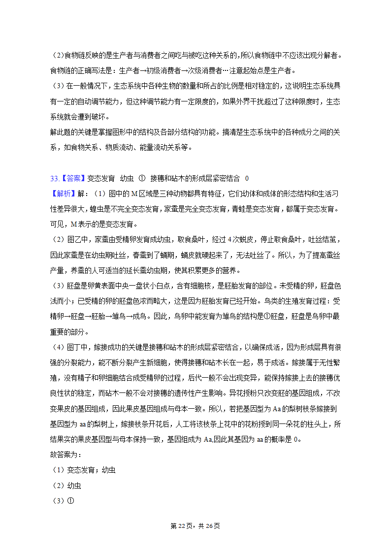 2023年云南省昭通市巧家县一模生物试卷（含解析）.doc第22页