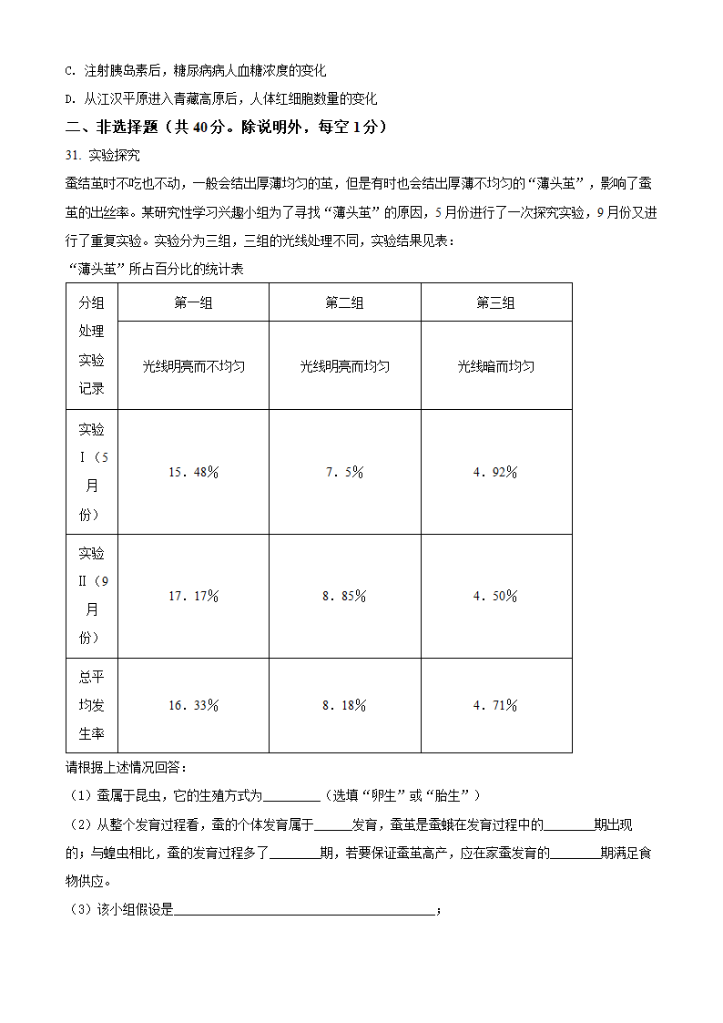 2022年广东省揭阳市中考一模生物试题(word版 含答案).doc第8页