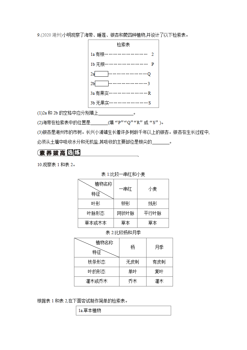 苏科版生物七年级下册同步练习：14.2  生物检索表（word版 含答案）.doc第4页