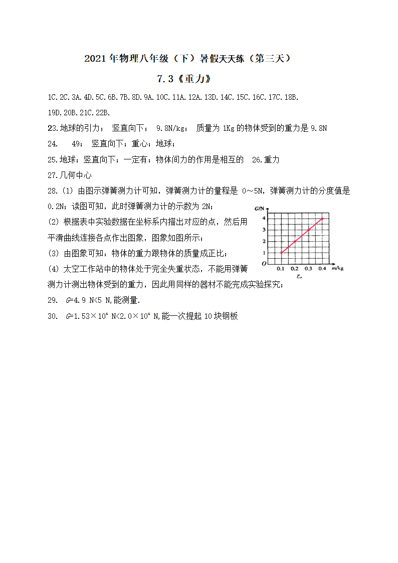 2020-2021学年物理人教版八年级下学期暑假天天练（3）含答案.doc第5页