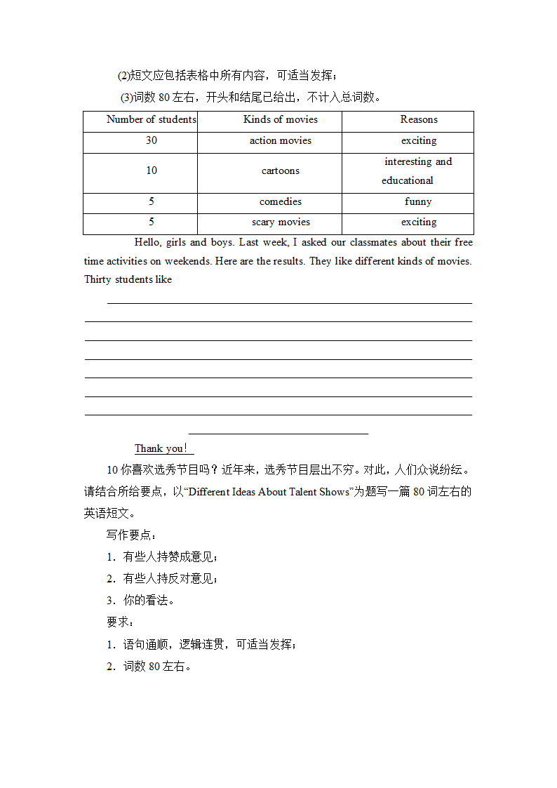 期中复习书面表达专项训练 2022-2023学年人教版英语八年级上册（含答案）.doc第6页