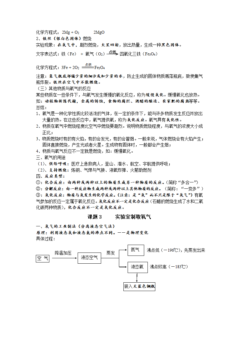 人教版化学九年级上册 第二单元 我们周围的空气 知识归纳学案.doc第3页