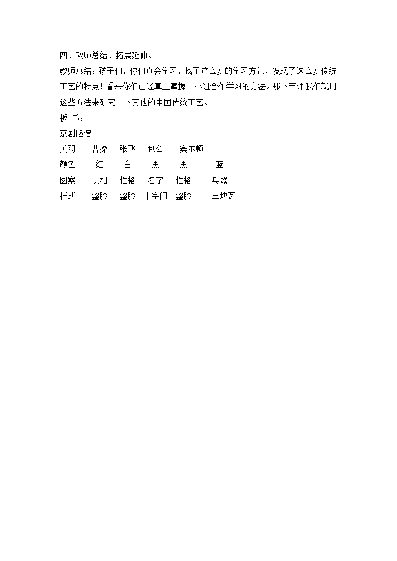 全国通用 六年级下册综合实践活动 中国传统工艺——脸谱 教案.doc第3页