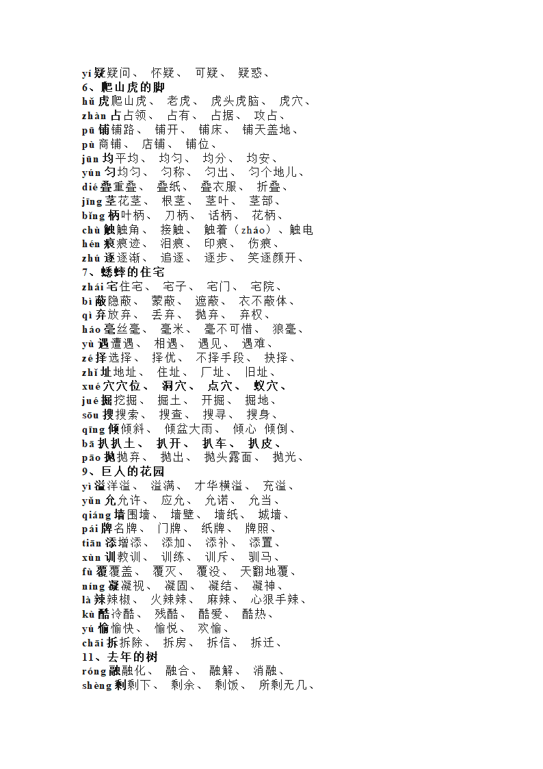 人教版四年级语文上册知识要点提纲(16页）.doc第2页