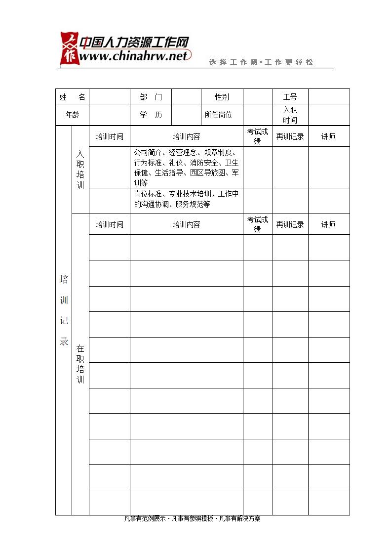 员工培训记录表第1页