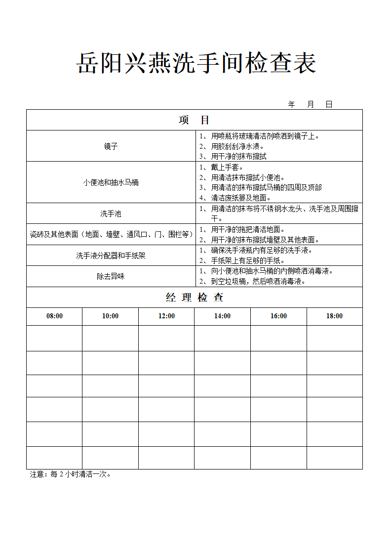 洗手间检查表第1页