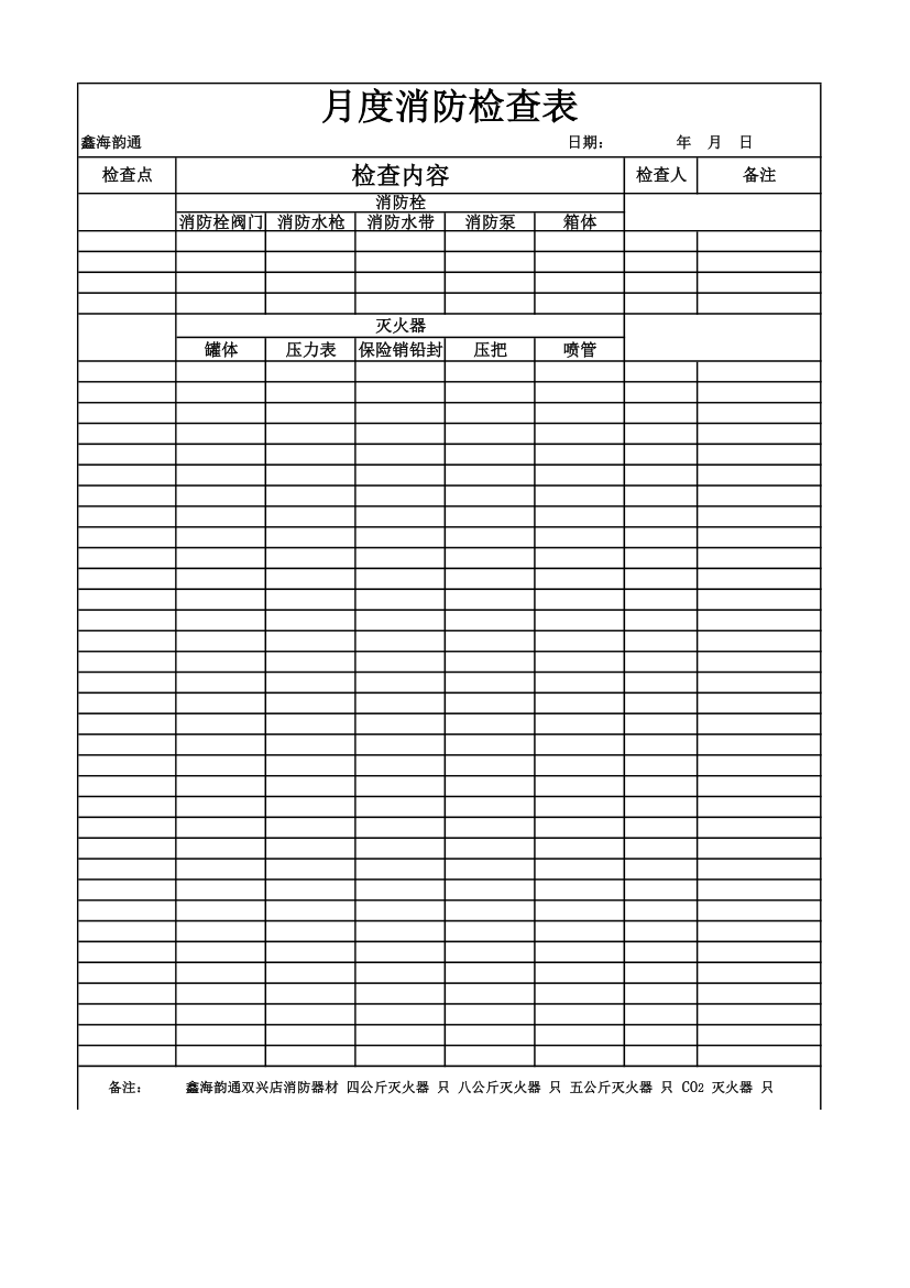 月度消防检查表第1页