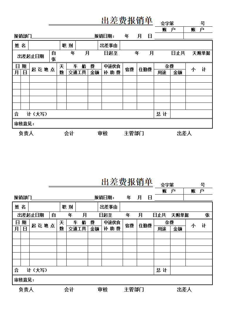 出差费报销单第1页