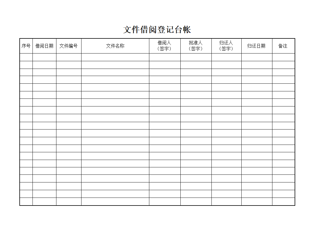 文件借阅登记台帐第1页