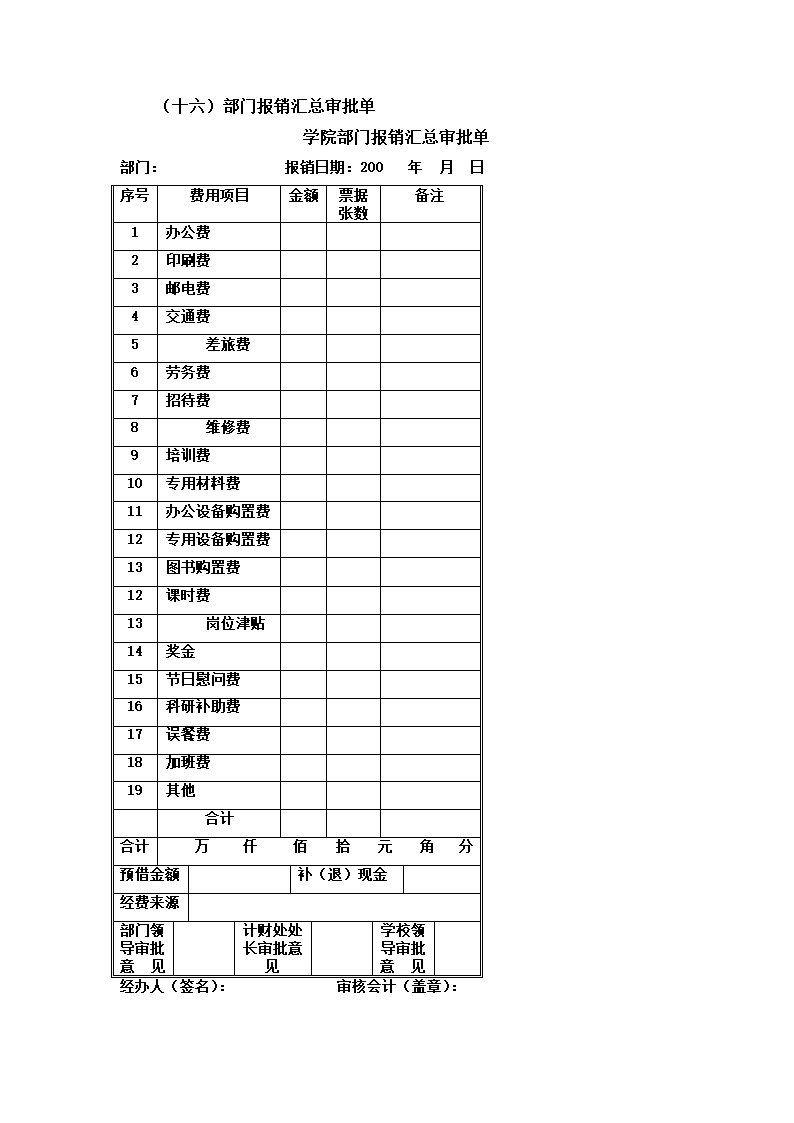 财务报销表格第16页