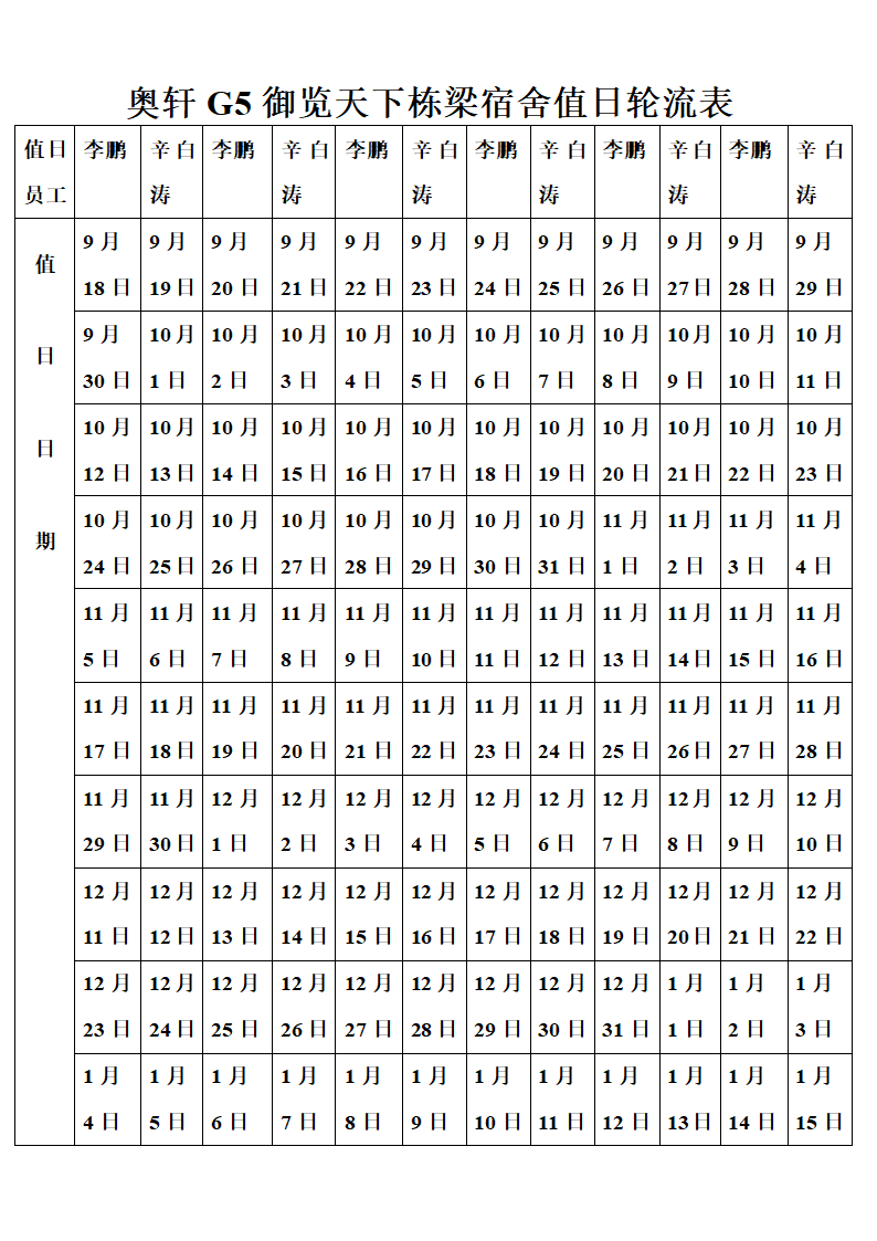 值日轮流表第5页