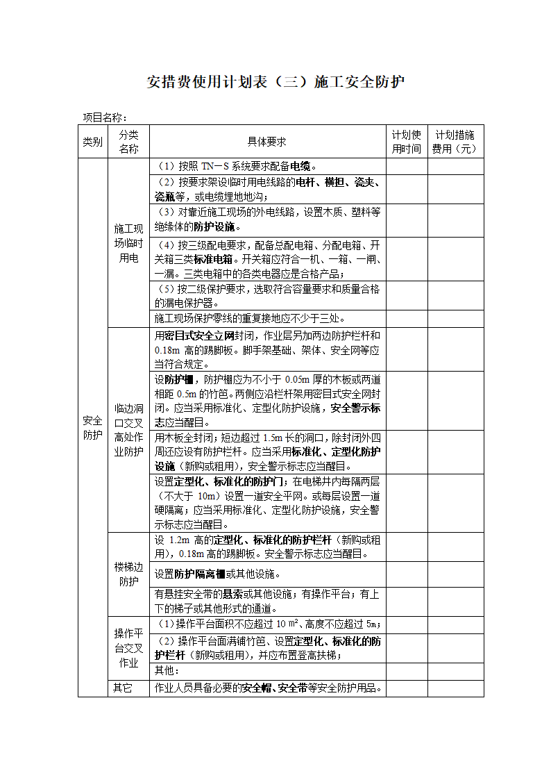 安措费使用计划表第5页