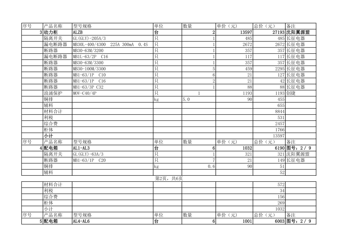 报价汇总表第2页