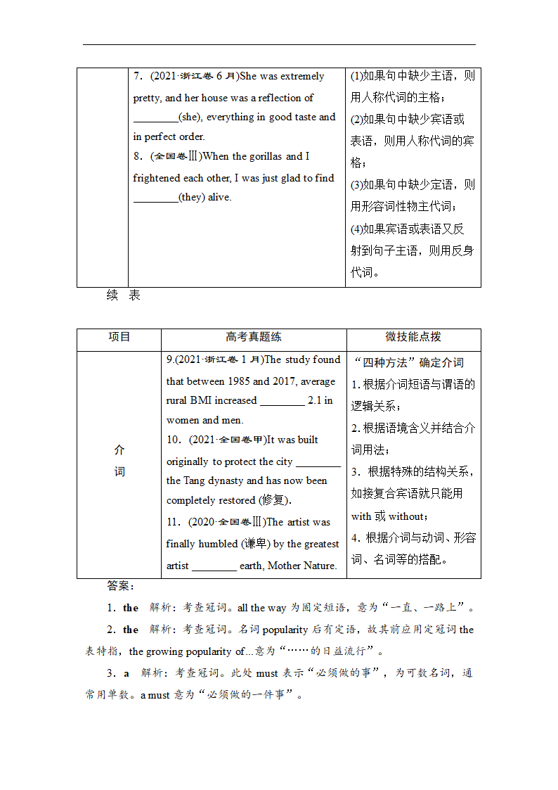 2023届高考英语词法突破之冠词、代词和介词（含讲解与习题）讲义（含答案）.doc第2页