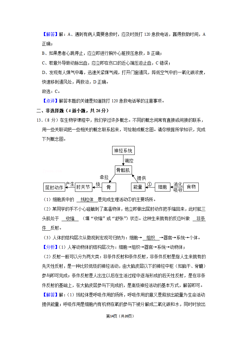 湖南省永州市2021年中考生物试卷（word版，含解析）.doc第14页