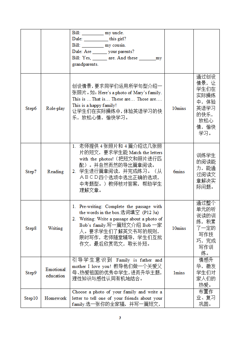 人教版英语七上Unit 2 This is my sister. SectionB（3a-SelfCheck）表格式教案.doc第3页