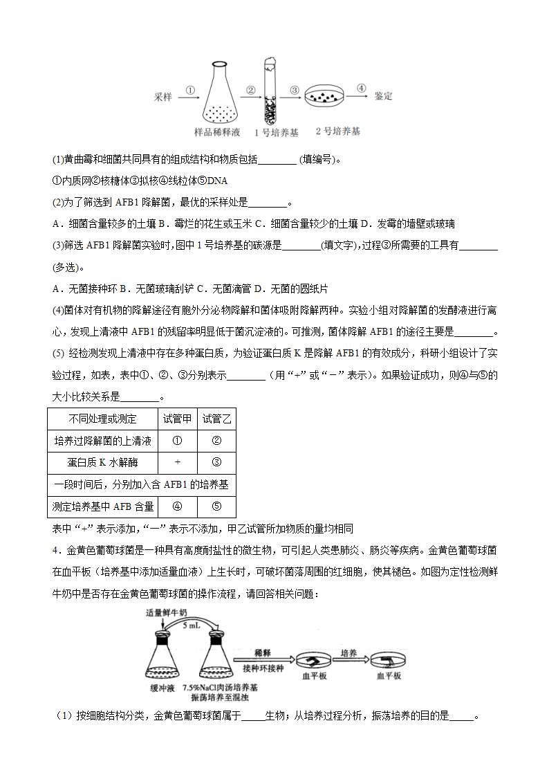 2022届高考生物二轮复习大题集训  生物技术实践专题（Word版含解析）.doc第2页