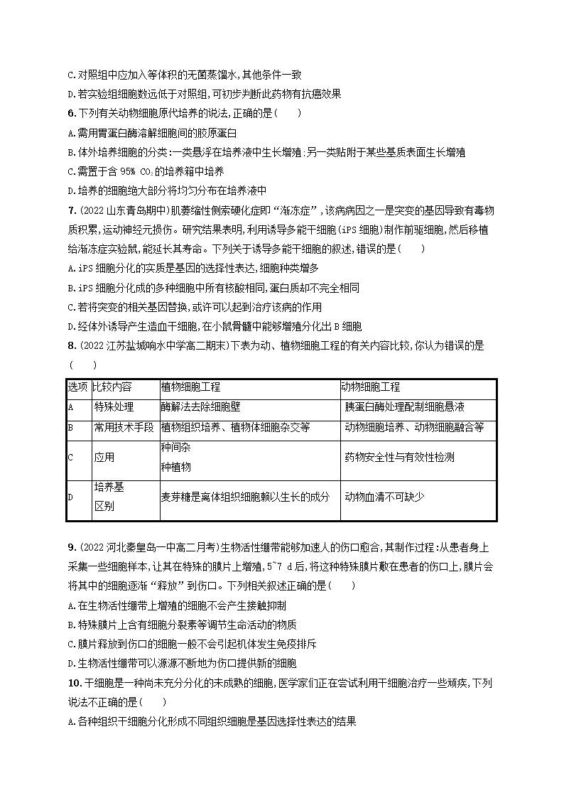 高中生物  2.2.1动物细胞培养课后习题（word版含解析）.doc第2页