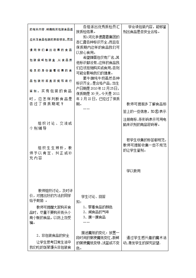 冀教版7下生物 1.4食品安全  教案.doc第2页