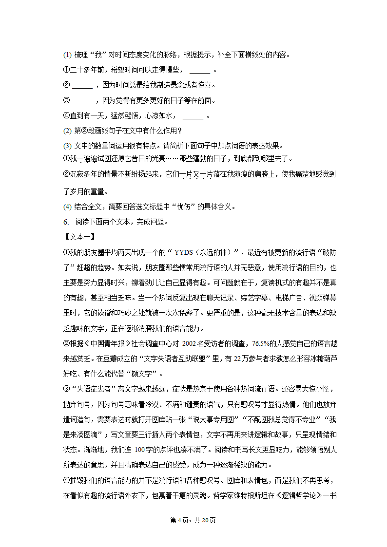 2022-2023学年河南省信阳市息县中招语文适应性试卷（二）（含解析）.doc第4页