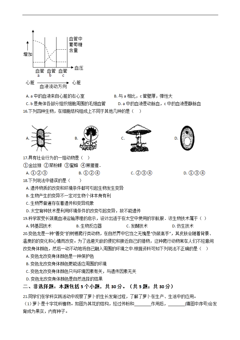 山东省淄博市2021年中考生物复习试卷（六）（word版含答案）.doc第3页