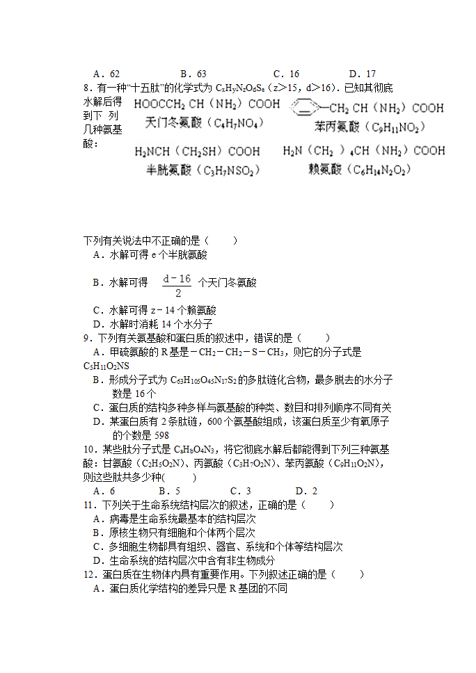 2023届高三一轮复习生物：蛋白质练习题（含答案）.doc第2页