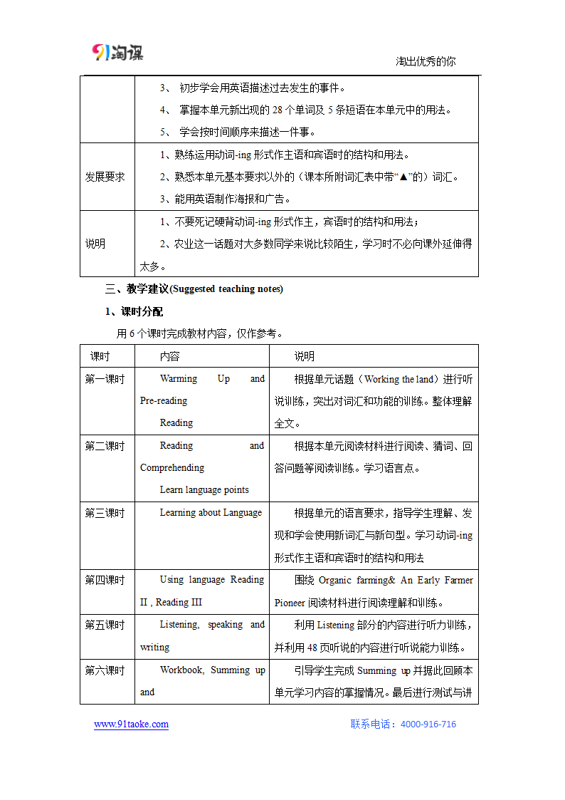 英语-人教版-必修4-教学设计2：Unit 2 Working the land.doc-Period One Warming Up，Pre-reading and Reading-教学设计.doc第2页