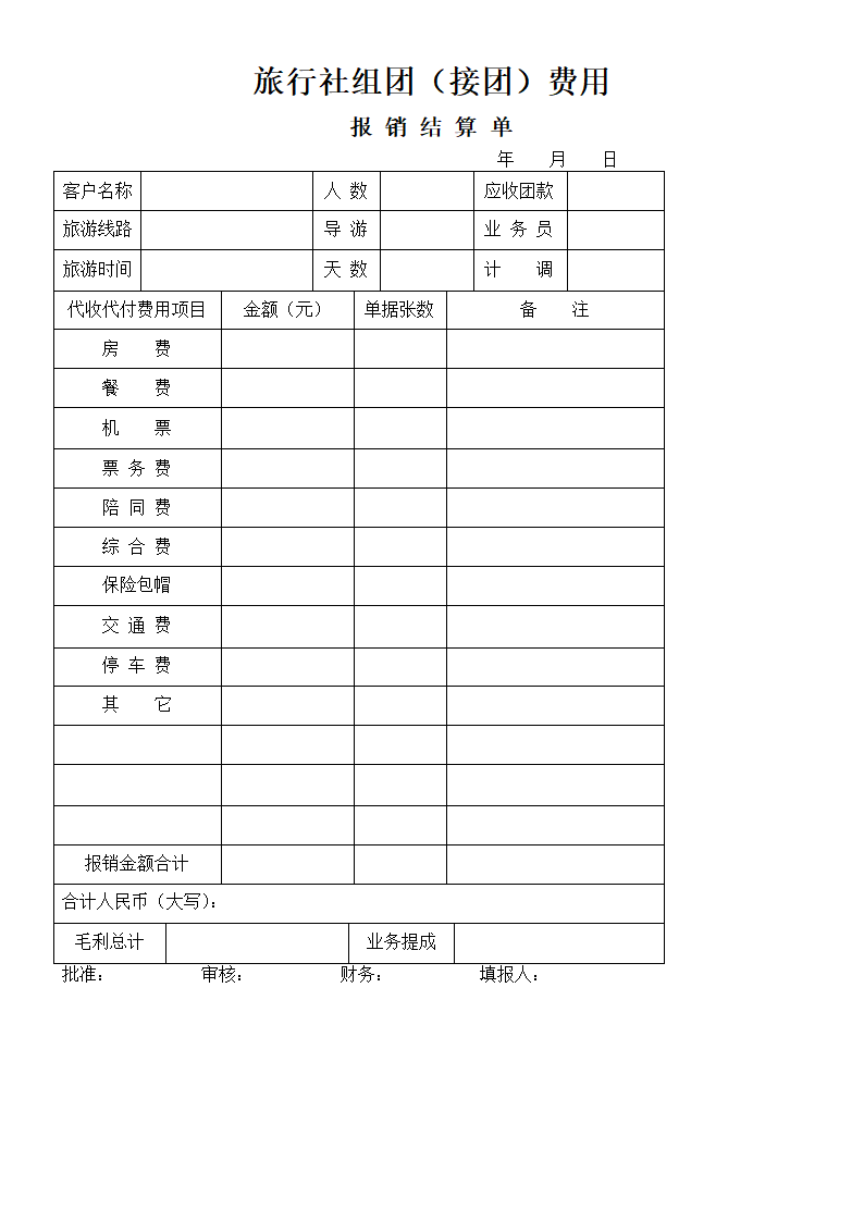 旅行社报销结算单第1页