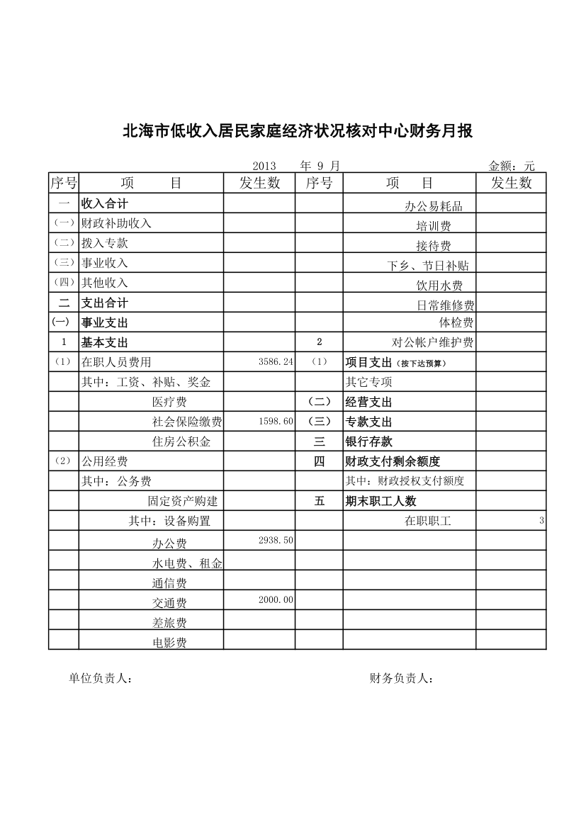 财务月报表第1页