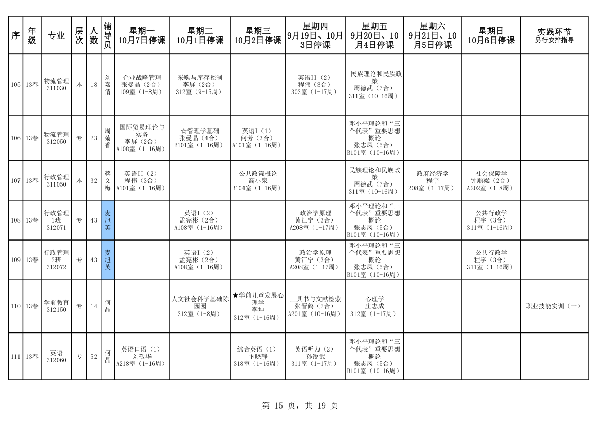 电大课程表第15页