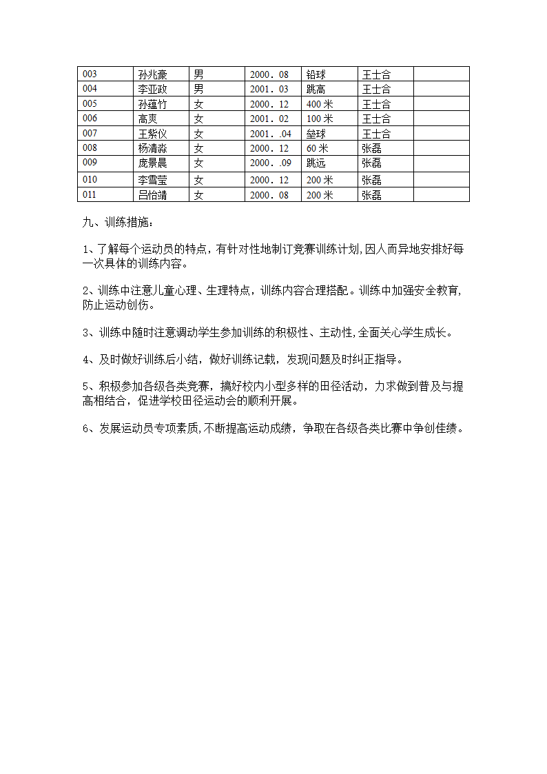 冬训计划表第2页