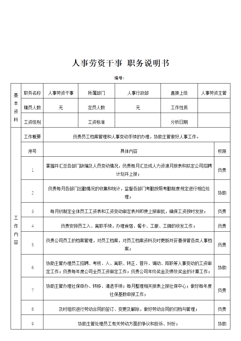 购物中心人事行政部岗位说明书.doc第10页