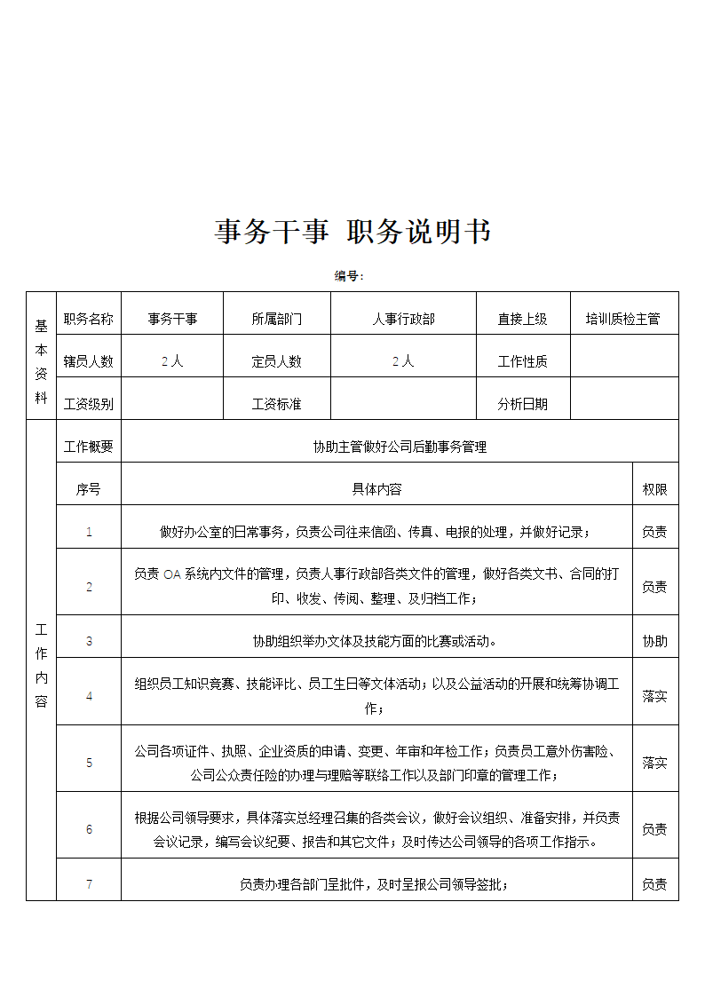 购物中心人事行政部岗位说明书.doc第16页