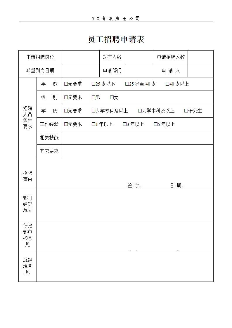 员工招聘申请表.docx第1页