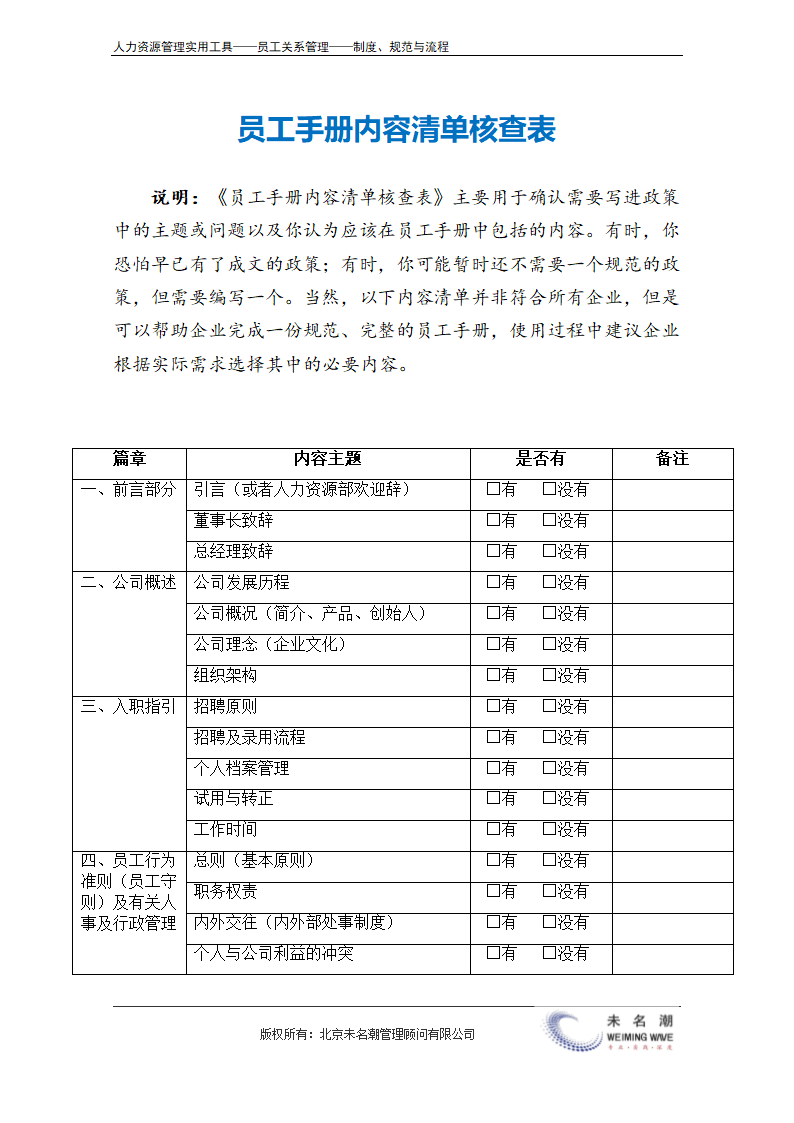 员工手册内容清单核查表.doc第2页