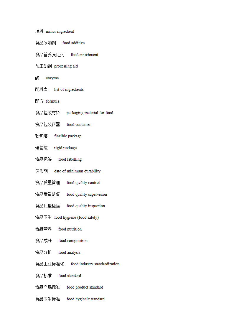 食品英语词汇第10页