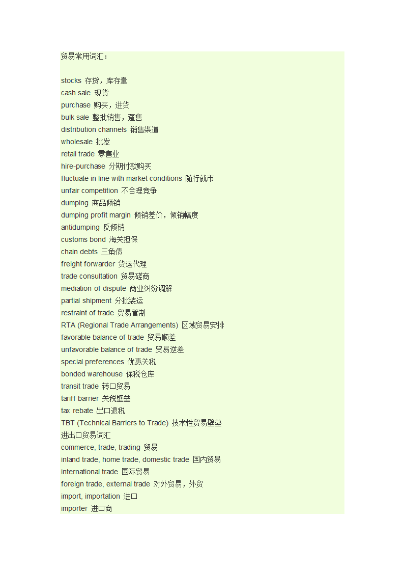 商务常用词汇第1页