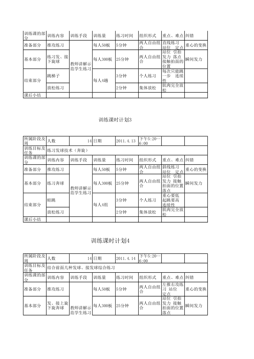 训练计划表第2页