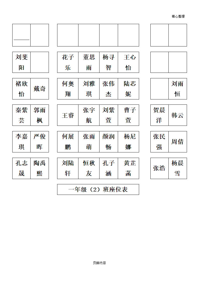 座位安排表 座次表第1页