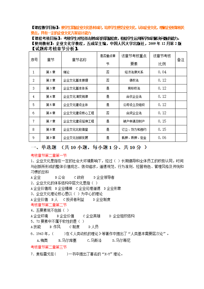 企业文化试题库第1页