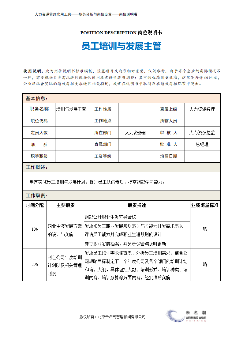 岗位说明书——培训与发展主管.doc第2页