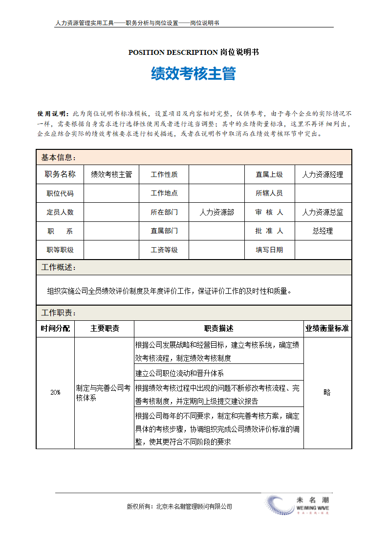 岗位说明书——绩效考核主管.doc第2页