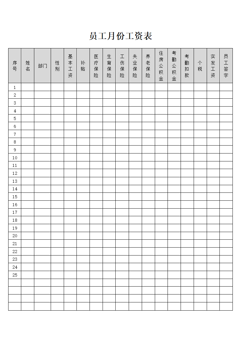 员工月份工资表.docx第1页
