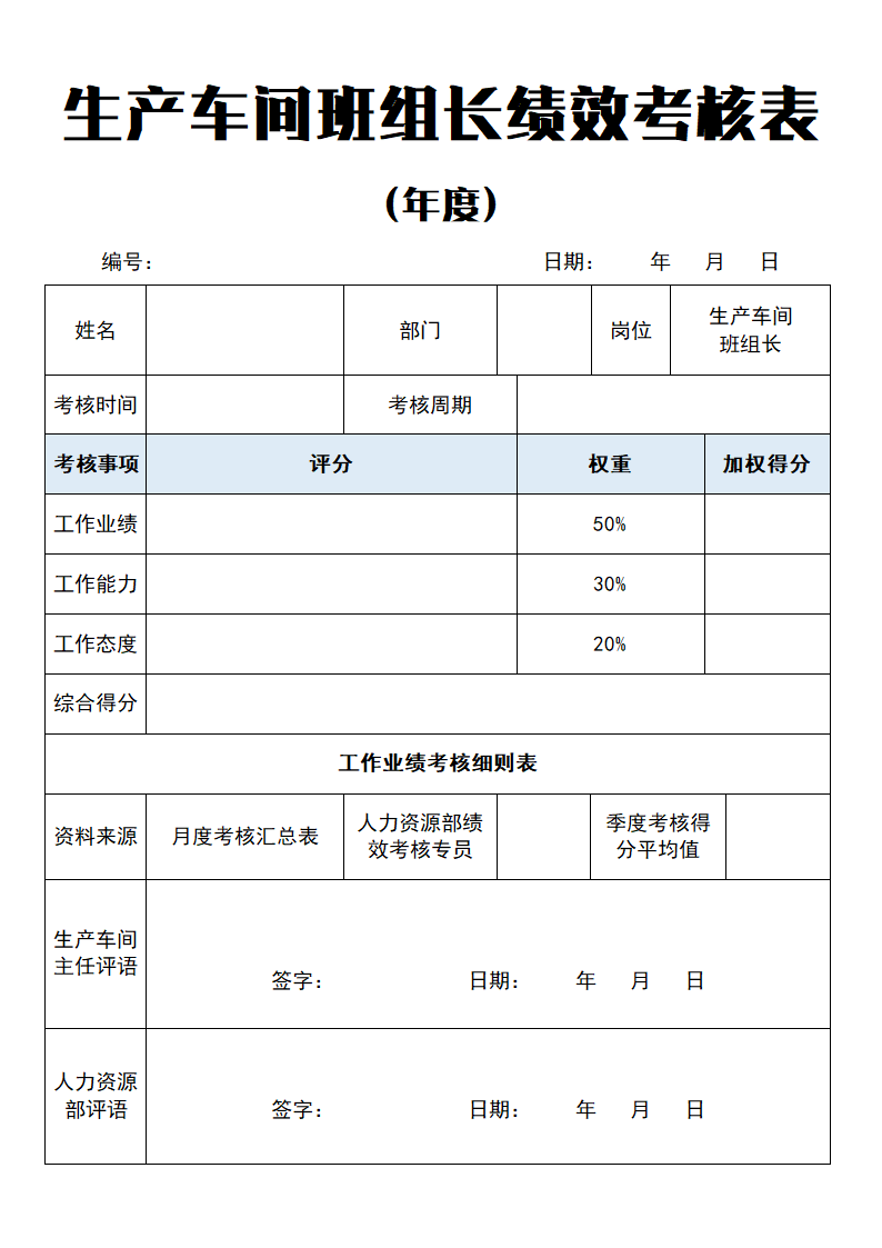 生产车间班组长绩效考核表.docx第1页