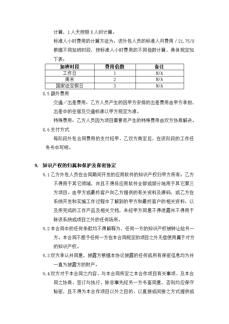 项目软件服务外包合同模板.doc第5页