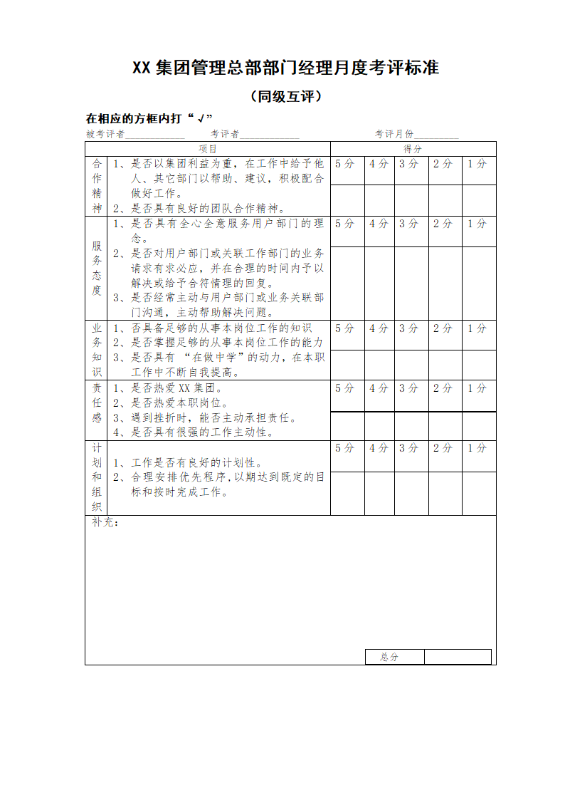 XX汽车制造商管理总部部门经理绩效考核实施办法.doc第4页