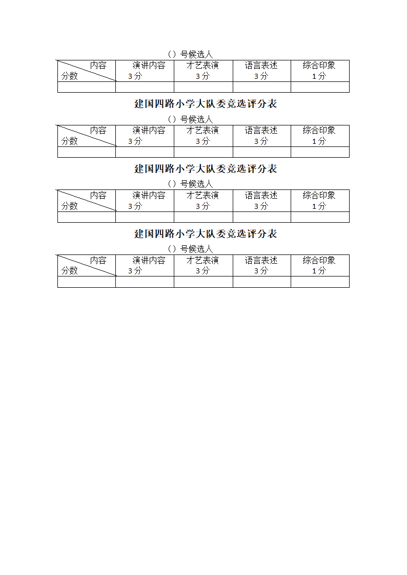 大队委选拔评分标准及评分券第2页