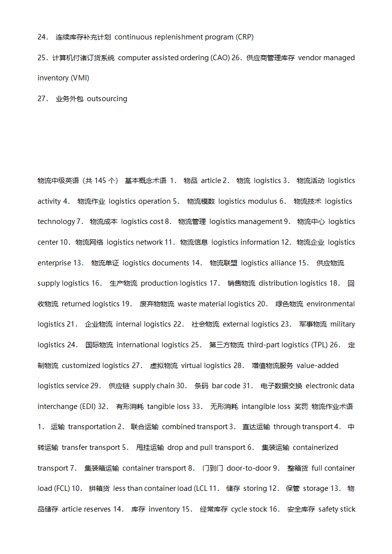 物流专业英语单词第7页